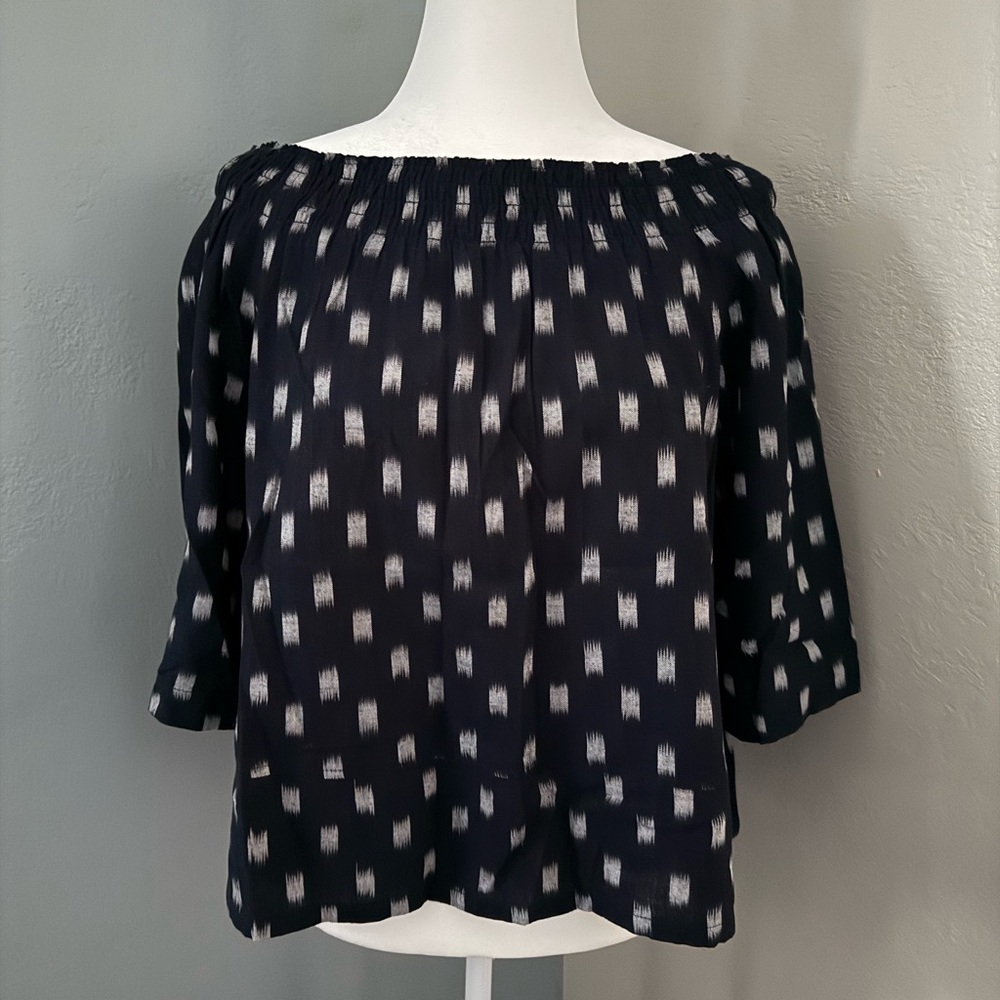 Current/Elliott The Smock Dotted Ikat Tee, Blue